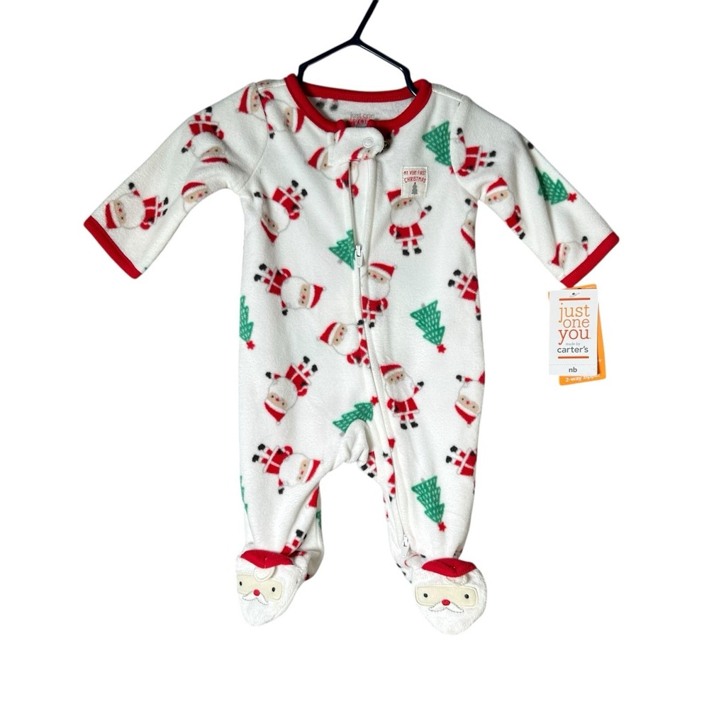 Newborn One Piece Santa Fleece Sleep N Play White Just‎ One You By Carter's